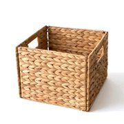 Water Hyacinth Storage Basket, Foldable with Handles for Home, Natural