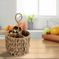 thumbnail image 1 of Water Hyacinth Storage Basket with Handle - Large Woven Multi-Use Organizer for Cutlery, Flatware & Kitchen Utensils - 3-Compartment Rustic Caddy for Countertop, Picnic, Party & Home Decor, 1 of 8