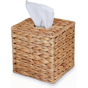 Water Hyacinth Tissue Cover, Wicker Tissue Box Cover 5.7 x 5.7 x 5.9",Square