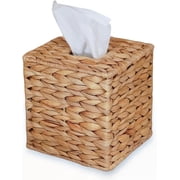 Water Hyacinth Tissue Cover, Wicker Tissue Box Cover 5.7 x 5.7 x 5.9",Square