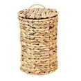 thumbnail image 1 of Water Hyacinth Can with Lid, Braided Wicker Waste Basket Small Garbage Can Boho Decor, Compact Bathroom Can for Kitchen, Bedroom, Office, and Living Room Organization, 1 of 7