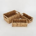 thumbnail image 1 of Water Hyacinth Wicker Basket Set of 3 - Large & 2 Small Storage Baskets for Shelves, Bathroom, Pantry Organization | Rattan Storage Basket with Window Handles | 35cm & 29cm Basket Organizer C104, 1 of 1