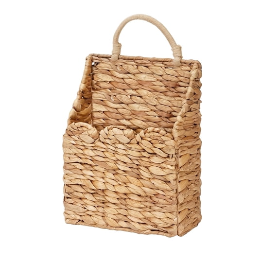 Water Hyacinth Woven Hanging Basket, Wall Storage Organizer, Hanging Wall Organizer, Small Woven Basket, Wall Mounted Basket, Bathroom Wall Storage, Decorative Basket, 1 Pc