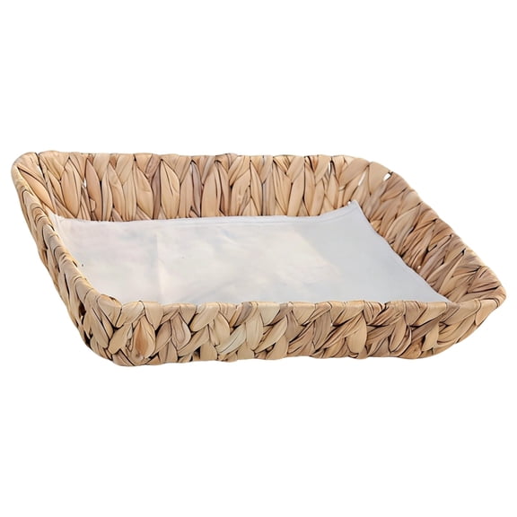Water Hyacinth Woven Serving Tray, 13.4 in / 34 cm Rectangular Wicker Storage Tray, Large Hand-Woven Wicker Tray, Versatile Use for Snacks Toys, Nordic Style Home Decor