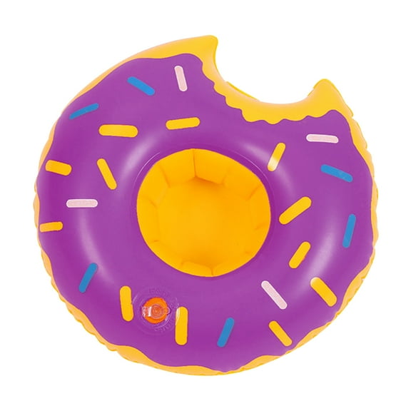 Water Inflatable Cup Holder Donut Floating Coaster for Swimming Pool Party Decor (Purple)