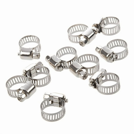 Water Joint Hose Clamps 6-12mm Hoop Silver Tone 10 Pcs