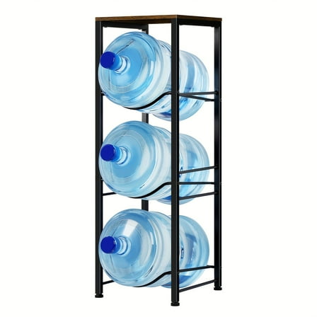 Water Jug Holder 5 Gallon Water Bottle Stand with Top Shelf, 3 Tier Heavy Duty Water Dispenser Rack Water Storage Shelf Organizer for Home Living Room Office