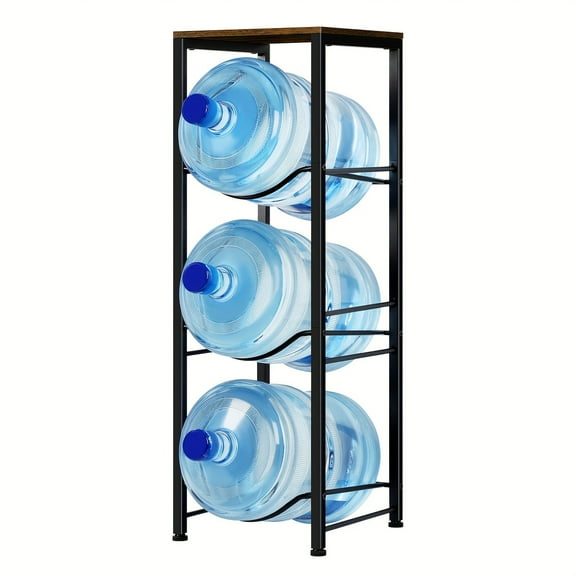 Water Jug Holder 5 Gallon Water Bottle Stand with Top Shelf, 3 Tier Heavy Duty Water Dispenser Rack Water Storage Shelf Organizer for Home Living Room Office