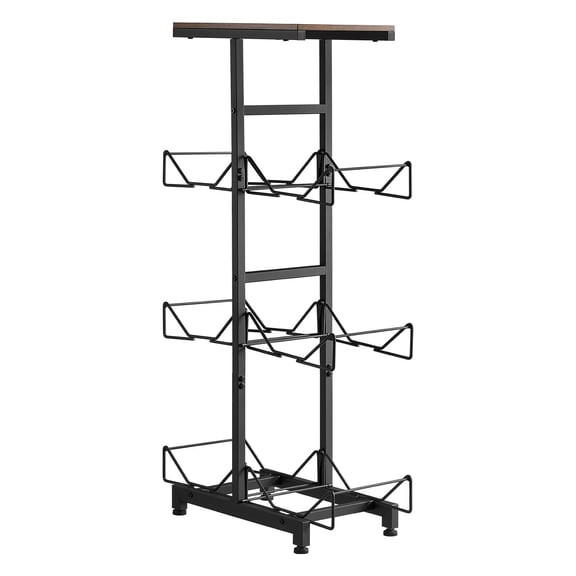 Water Jug Rack 4-Tier Double Row, Holds 3&5 Gal Bottles, Foldable with Handle, for Kitchen Office Living Room, Black/Brown