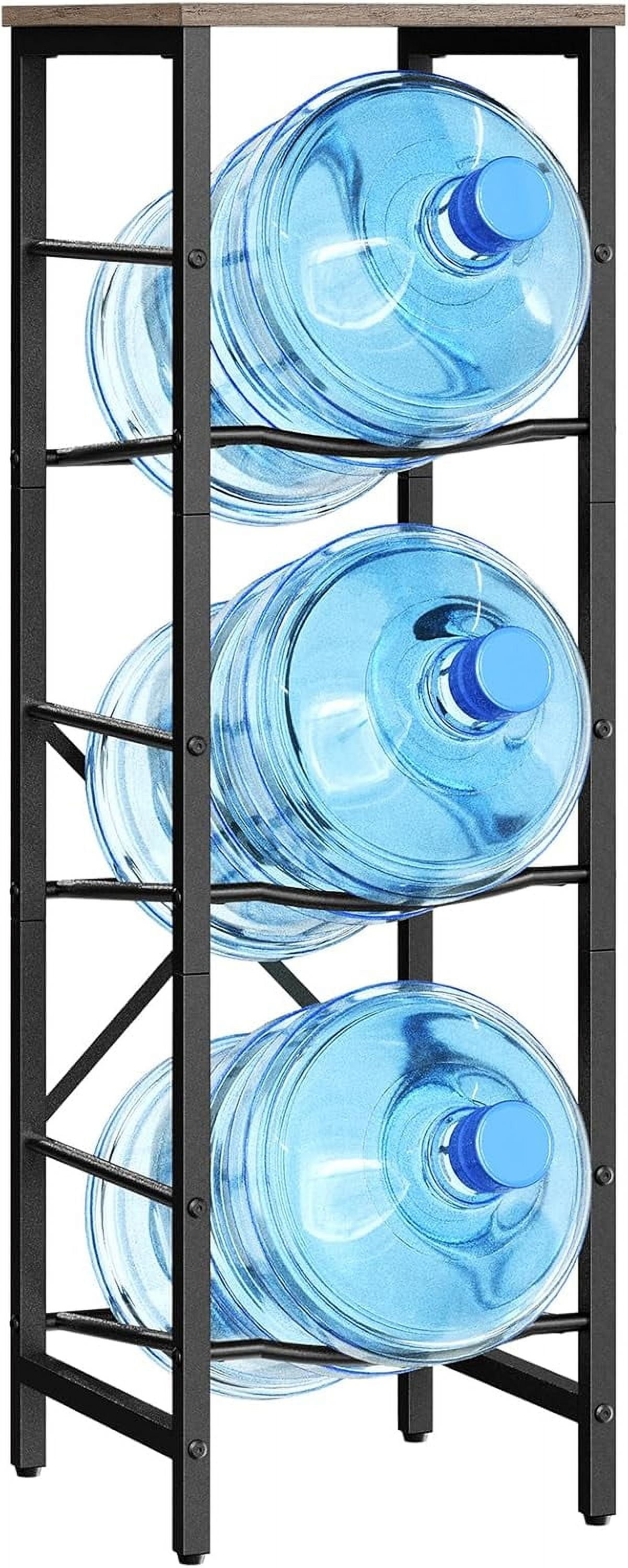 Water Jug Rack, Water Bottle Holder, 5 Gallon Water Jug Rack, 3-Tier Water Cooler Storage Rack, Water Dispenser Stand, for Kitchen, Living Room, Office, Greige and Black