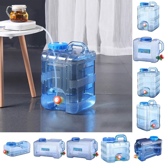 Water Jug with Spigot, Camping Water Jug, Portable Water Tank, Clear Plastic, Side Handle, Screw Lid, Emergency Water, 10X7X12 In, 1 Pc, Outdoor Trips