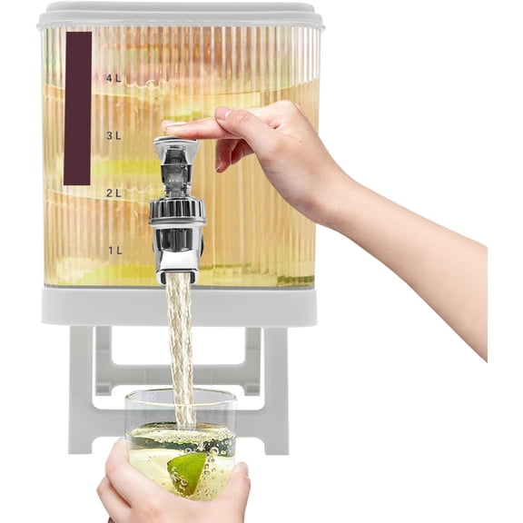 Water Juice Drink Dispenser Drink Beverage Dispenser Container with Lid, 4.5L White Drink Dispenser For Fridge,Beverage,48H,for Indoor Outdoor Parties
