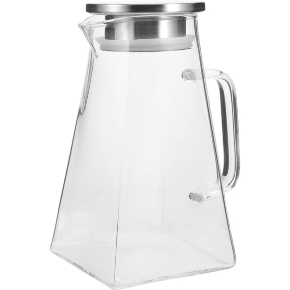 Glass Pitcher with Lid and Spout for Refrigerator Use, Household Drink Container, and Leak- Design