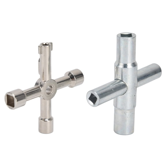 2PCS 4 Way Sillcock Water Key, Sillcock Key Durable Steel Sillcock Wrench for Faucet, Hose Bib, Spigot, Valve and Cupboard