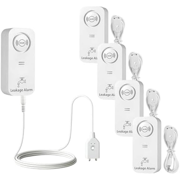 Water Leak Detector 5 Pack, 90dB Water Sensor Alarm for Home, Kitchen, Basement, Pipe and Faucet Leak Detection, Water Alarm with Extension Cable Sensor Probes(Cannot to Wi-Fi Directly)