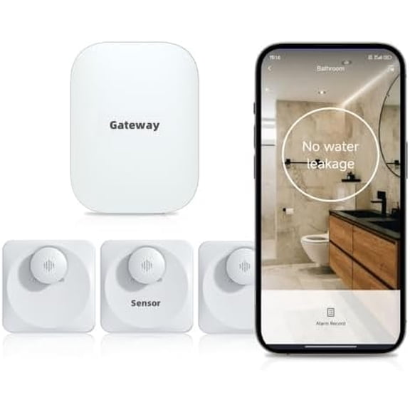 Water Leak Detector for Home, Remote Checking WiFi Water Sensor Alarm Leak and Drip Alert, Email and APP Push Alert, Suitable for Home, Kitchen, Bathroom, Basement$$Electronics Accessories