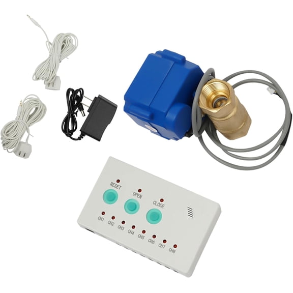 Water Leak Detector with Sensors and Valve, Automatic Water Leak Shut Off Valve System for Laundry, Kitchens, Bathrooms, Swimming Pools, Warehouses