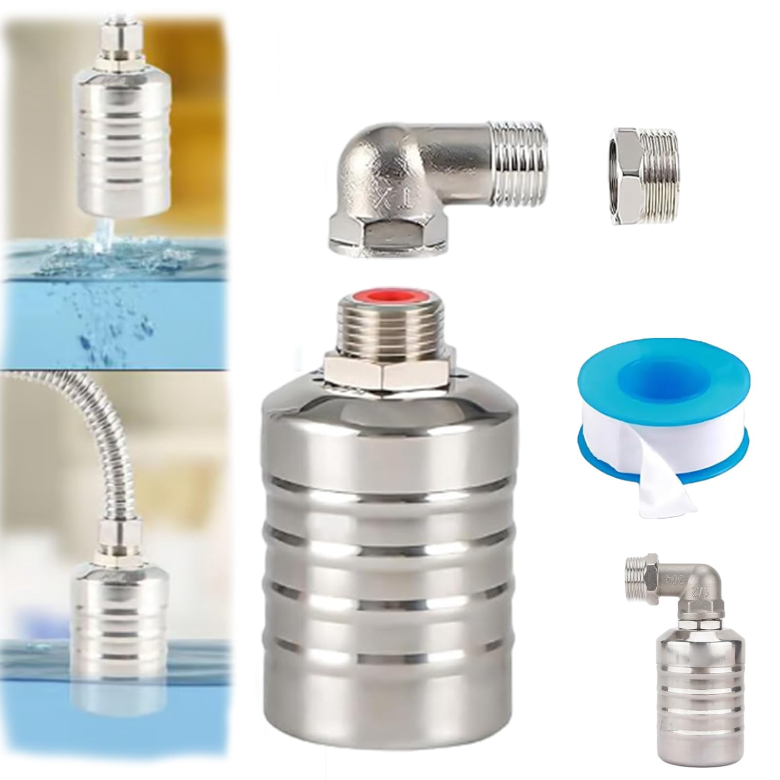 304 Stainless Steel Automatic Water Level Control Float Valve – 1/2" Inlet, 10 Bar, With Accessories