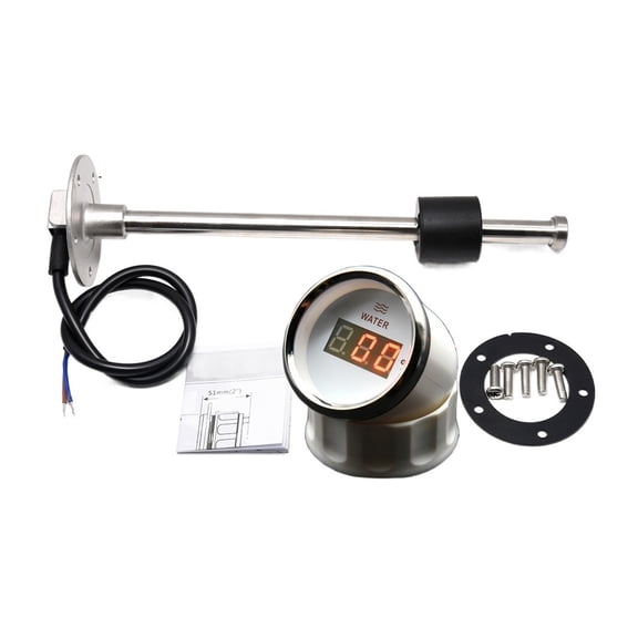 Water Level Gauge Digital Display Water Tank Level Indicator With Sensor 0-190ohm For Auto Car Boat Petrol Diesel Vehicle 12V/24 ,Easy to Install