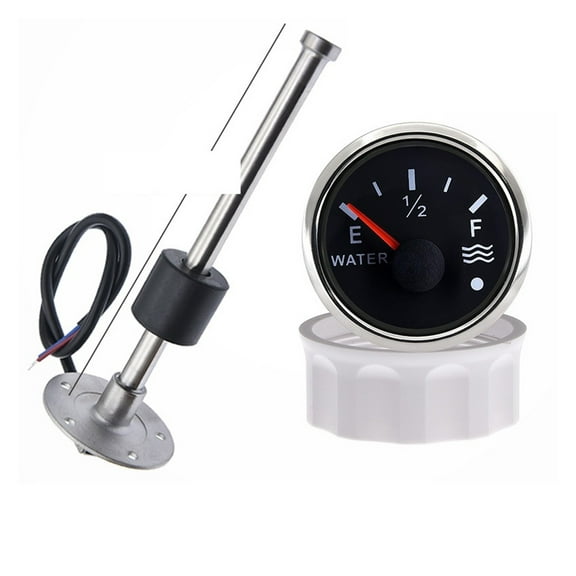 Water Level Gauge With Alarm Light + Water Level Sensor 0-190 Ohm 52mm Water Level Tank Indicator For Car RV Camper Boat ,Lasting Durability