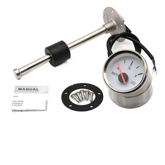Water Level Gauge With Water Level Sensor 52mm Water Level Meter With Red Backlight 100-500mm 0-190 Ohm Sensor For Boat Car ,Easy to Install