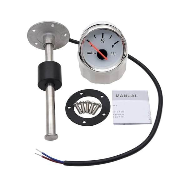 Water Level Gauge With Water Level Sensor 52mm Water Tank Level Indicator With Red Backlight 0-190 Ohm Sensor ,Rugged Construction