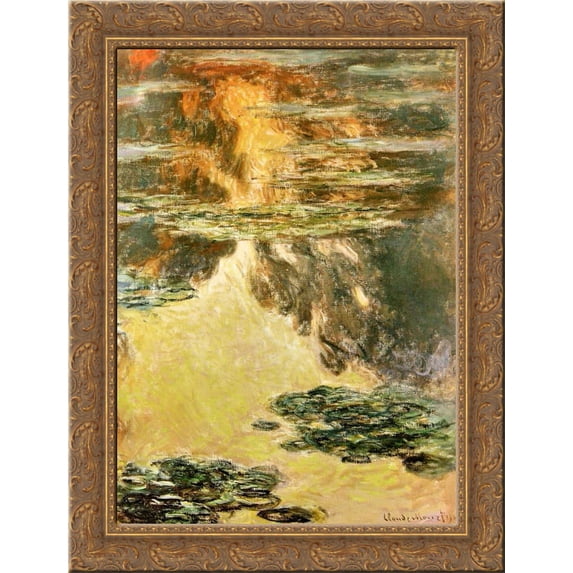 Water Lilies 20x24 Gold Ornate Wood Framed Canvas Art by Monet, Claude
