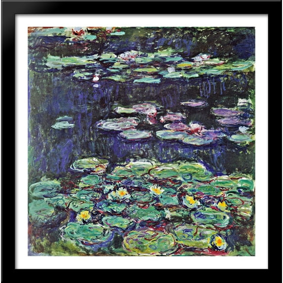 Water Lilies 28x28 Large Black Wood Framed Print Art by Claude Monet