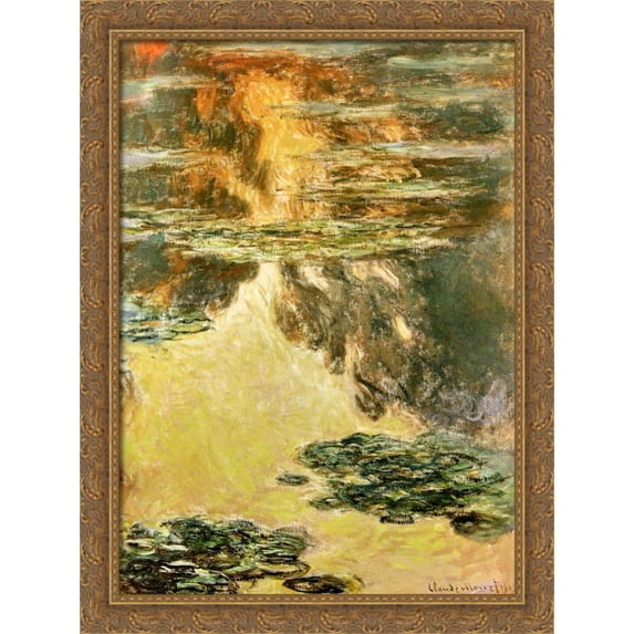 Water Lilies 28x36 Large Gold Ornate Wood Framed Canvas Art by Claude Monet