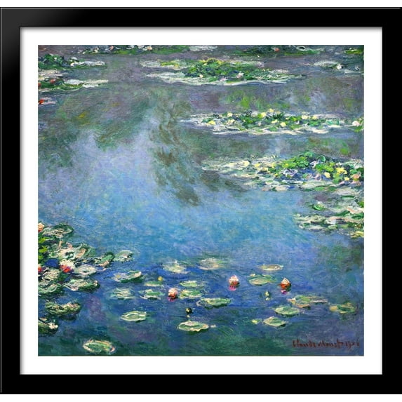 Water Lilies 30x28 Large Black Wood Framed Print Art by Claude Monet