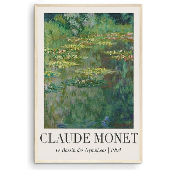 Water Lilies Art Print, French Country Wall Decor, Vintage Monet Museum Poster, Matte Print Gift Office Home Decor - (Unframed, 9 x 11 inches)