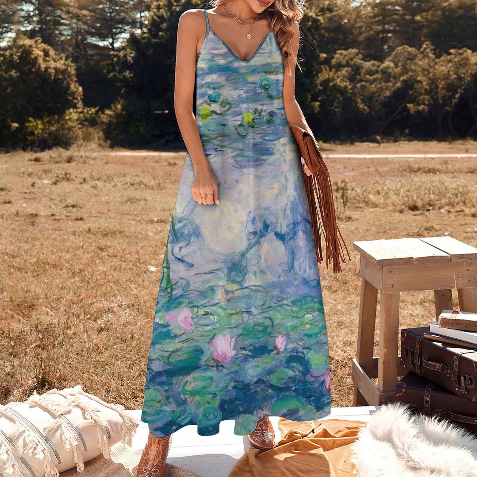 chinese dress ladies Magical Water Lilies by Claude Monet Women's Tank Top Dress