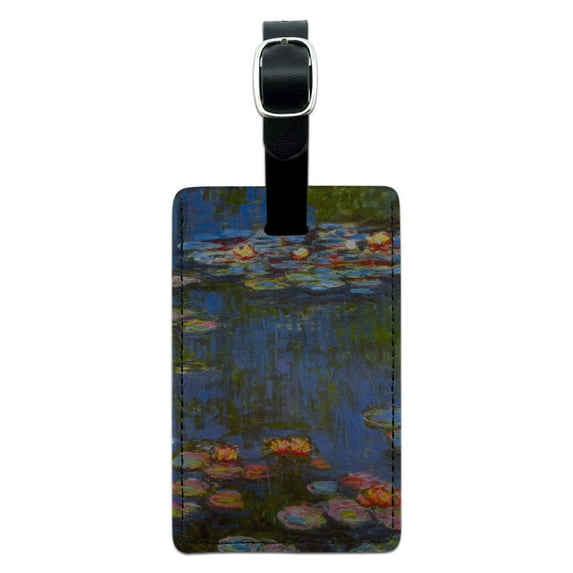 Water Lilies Claude Monet Lilies Leather Luggage ID Tag Suitcase Carry-On