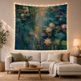 thumbnail image 1 of Water Lilies on Dark Reflective Pond, Peaceful Impressionist for Art Lovers, Fine Art Oil Painting Decor, Housewarming Gift, Tapestry Wall Hanging for Living Room and Bedroom, 1 of 4