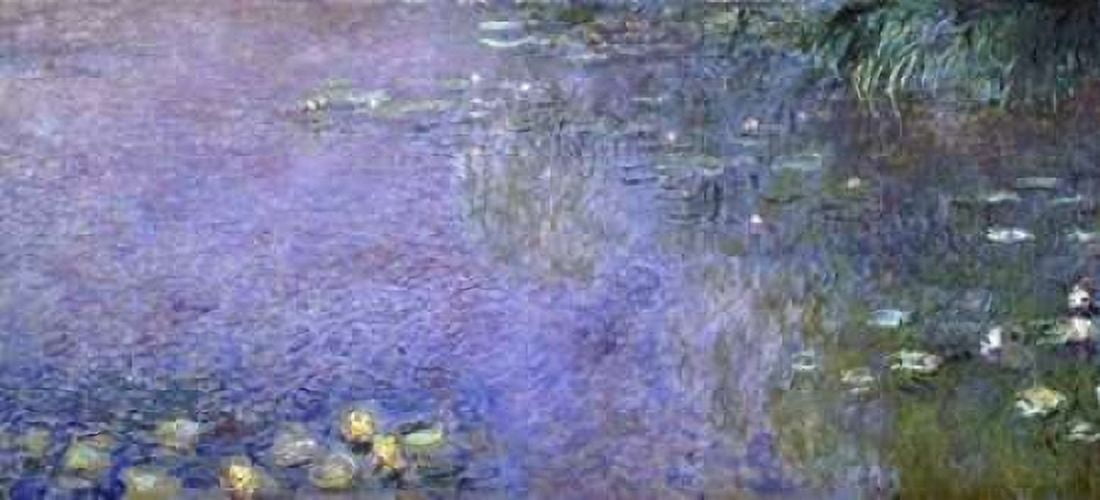 Water Lilies Morning c 1914-26 - center-right panel Canvas Art - Claude Monet (24 x 48)