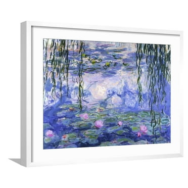 Art.com Water Lilies (NymphÃ©as), c.1916 Art Print by Claude Monet, White Frame Wall Art, 29" x 23"