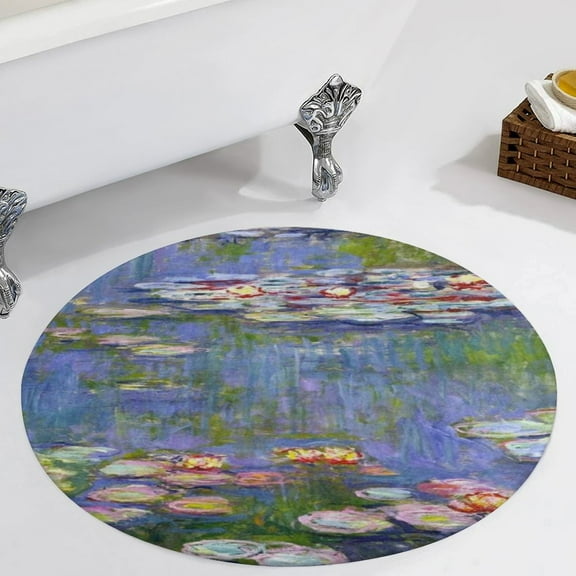 Water Lilies Round Carpet Circle Rug Outdoor Patio Area Rug Washable Large Area Rugs Hallway Room Decor Fitness Mats