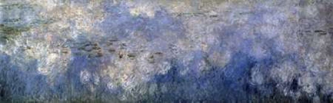 Water Lilies The Clouds c 1914-26 - center panel Canvas Art - Claude Monet (12 x 36)