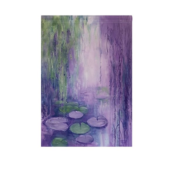 Water Lilies and Weeping Willows Garden Flag Double Sided Outdoor Banners Yard Flags for Garden Home Holiday Decorations
