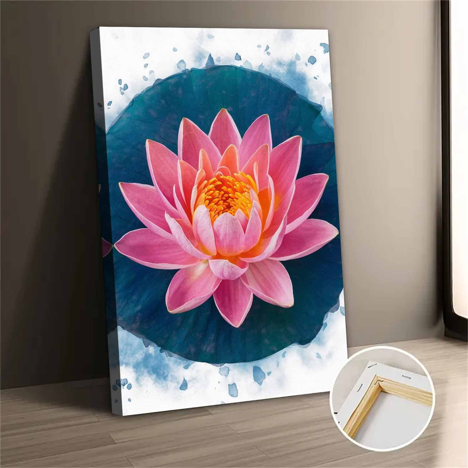 Water Lily Canvas Wall Art - Abstract Floral Wall Painting For Bedroom ...