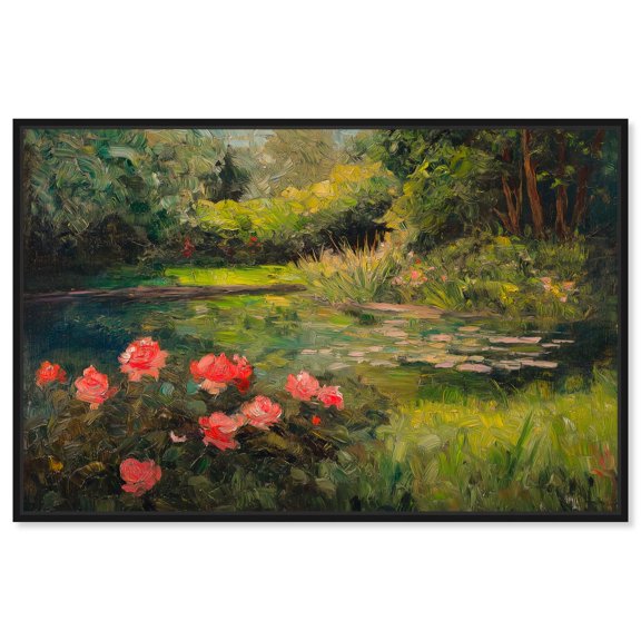 Water Lily Dream I Canvas Classic Floral Art by Art Remedy, Black Frame, 36" x 24"