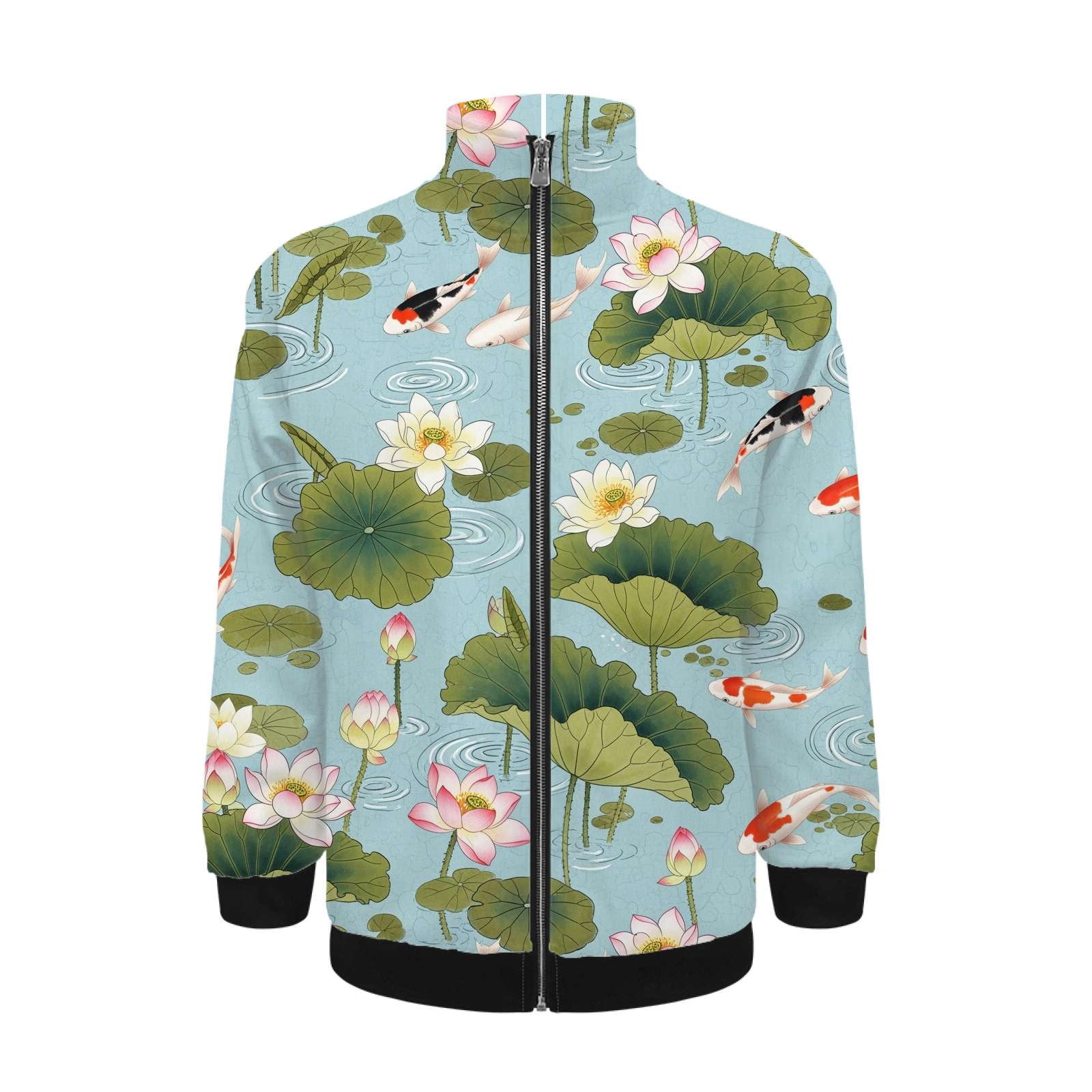 Water Lily Koi Fish Pond Jacket Men's Street Cool Long Sleeves Coat ...