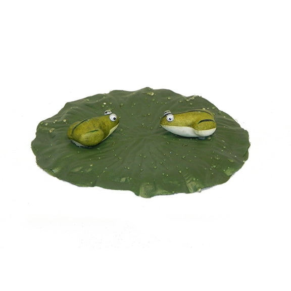Water Lily Leaf 9in Artificial Polysilk Faux Fake Flower Plant Fake Floating Pad with 2 frogs for Craft Garden Outdoor Bouquet Arrangement Ceremony Wedding Wall Table Aisle Decor (Green, Set of 9)
