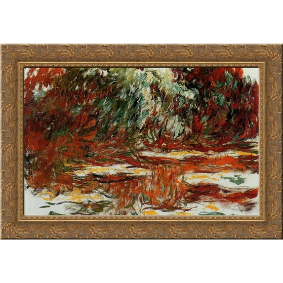 Water Lily Pond 24x20 Gold Ornate Wood Framed Canvas Art by Monet, Claude