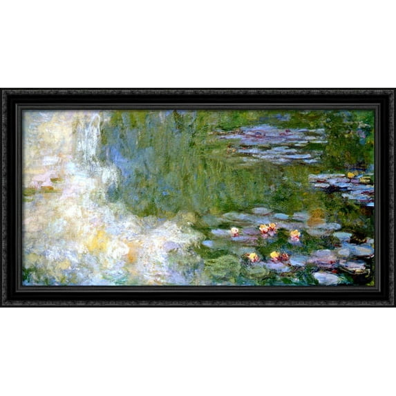Water Lily Pond 40x22 Large Black Ornate Wood Framed Canvas Art by Claude Monet