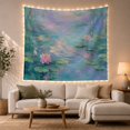 thumbnail image 1 of Water Lily Pond with Teal and Pink Hues, Dreamy Impressionist for Nature Lovers, Botanical Wall Decor, Housewarming Gift, Tapestry Wall Hanging for Living Room and Bedroom, 1 of 7