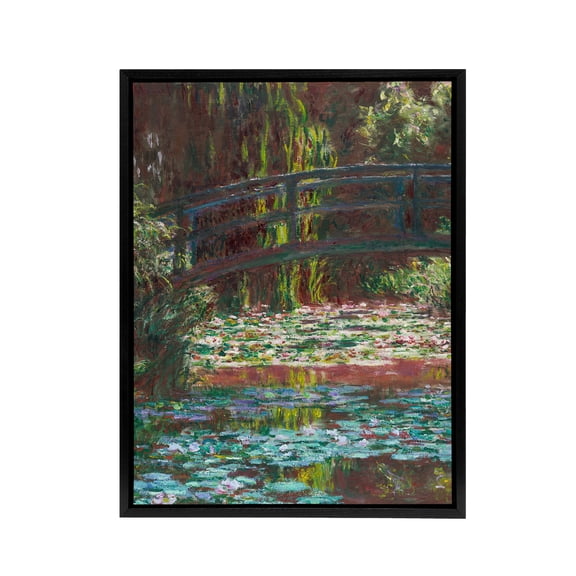 Water Lily Pond with Bridge Claude Monet Vintage Framed Canvas Wall Art 18X24"