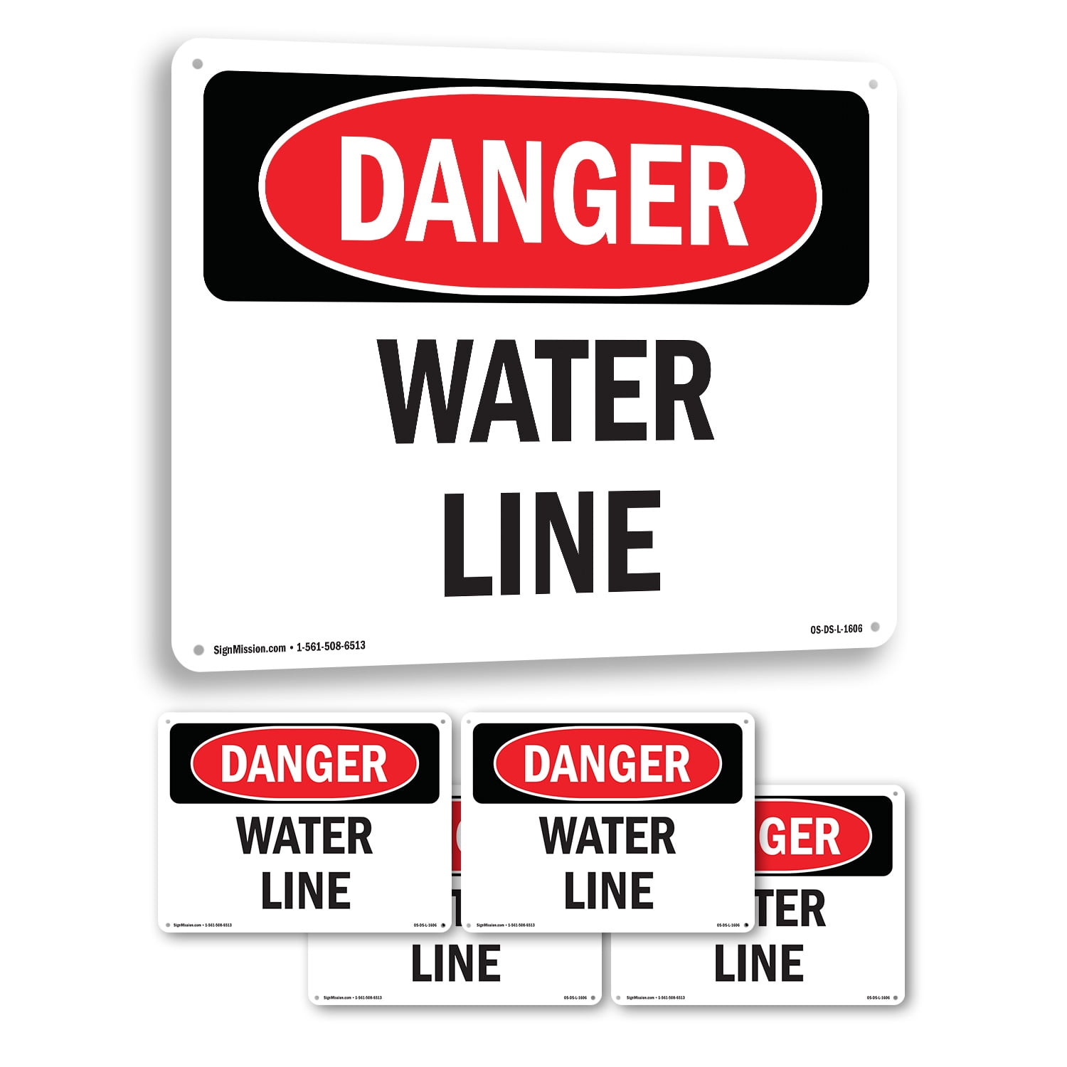 Water Line OSHA Danger Aluminum Sign 24 Inch x 18 Inch - 5 Pack ...