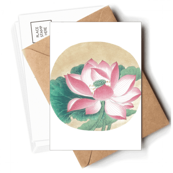 Water Lotus Figure Chinese Painting Postcards Envelopes Blank Note Cards Mailing