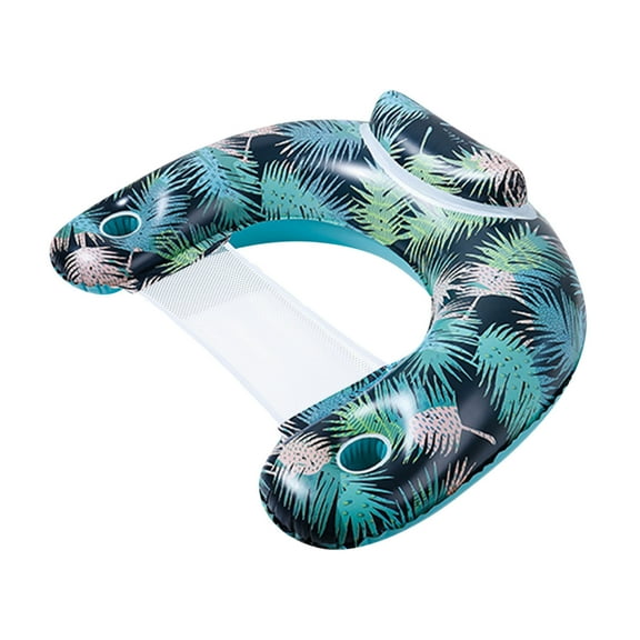 Water Lounge Float U-shaped Thick Inflatable Mesh Pool Floating Seat Dual Cup Holder Foldable Inflatable Pool Chair Beverage Holder Float for Pool Lake Beach Leisure(Black-22x24x4cm)